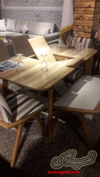 میز نهار خوری کمجا مدل چستر متغیر 4 به 6 و 6 به 8