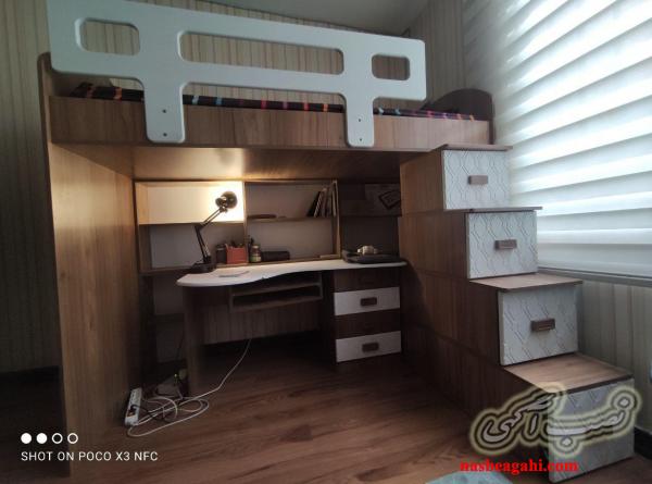 تختخواب و میز تحریر و کتابخانه و دراور