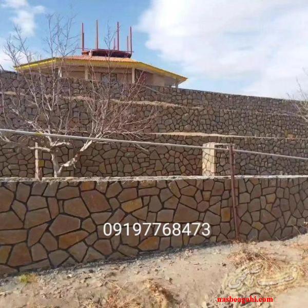 اجرای سنگ لاشه نصب سنگ لاشه باسنگ ورقه ای