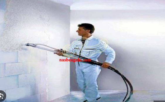 ️ اجرای گچ پلیمری پاششی با کیفیت عالی